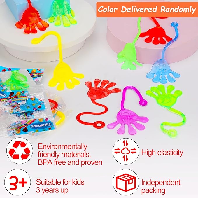 24 PCS Sticky Hands for Kids Party Favors Treat Gift Egg Filler Goodie Bag Stuffer Treasure Box Toy Classroom Carnival Prizes Student Mini Bulk Pinata Slap Hand Sensory Fidget Stretchy Toy Halloween-CubbioJoy