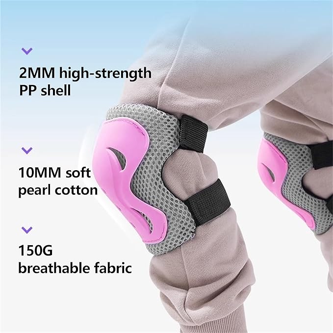 Kids Bike Helmet with Knee Elbow Wrist Pads Guards,Pink,for Ages 2-3-5-8-14,Sports Bicycle,Skate Scooter,Rollerblading with Unicorn Sticker-CubbioJoy