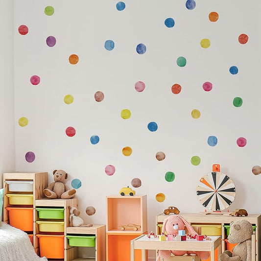 Colorful Polka Dot Wall Decals Watercolor Dots Wall Sticker for Kids Baby Girls Teens and Nursery Room (6 Sheets)-CubbioJoy