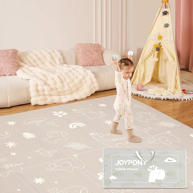 Baby Play Mat, 71x59 Inch Foldable Play Mats for Babies and Toddlers, Waterproof & Anti-Slip Portable Baby Floor Mat for Tummy Time, Baby Mat for Floor with Travel Bag for Indoor Outdoor-CubbioJoy