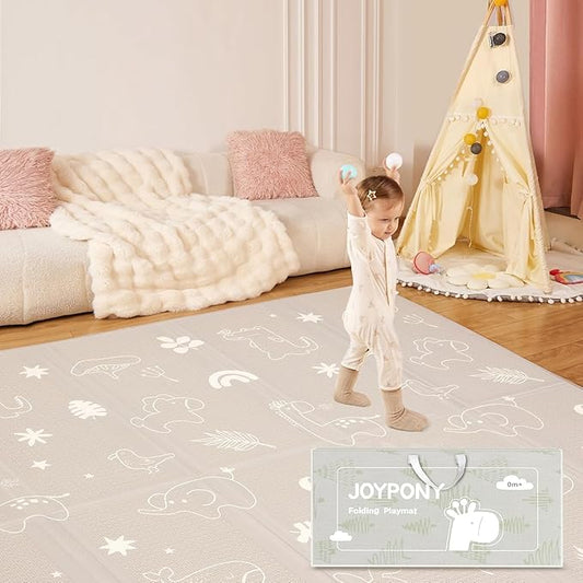 Baby Play Mat, 71x59 Inch Foldable Play Mats for Babies and Toddlers, Waterproof & Anti-Slip Portable Baby Floor Mat for Tummy Time, Baby Mat for Floor with Travel Bag for Indoor Outdoor-CubbioJoy