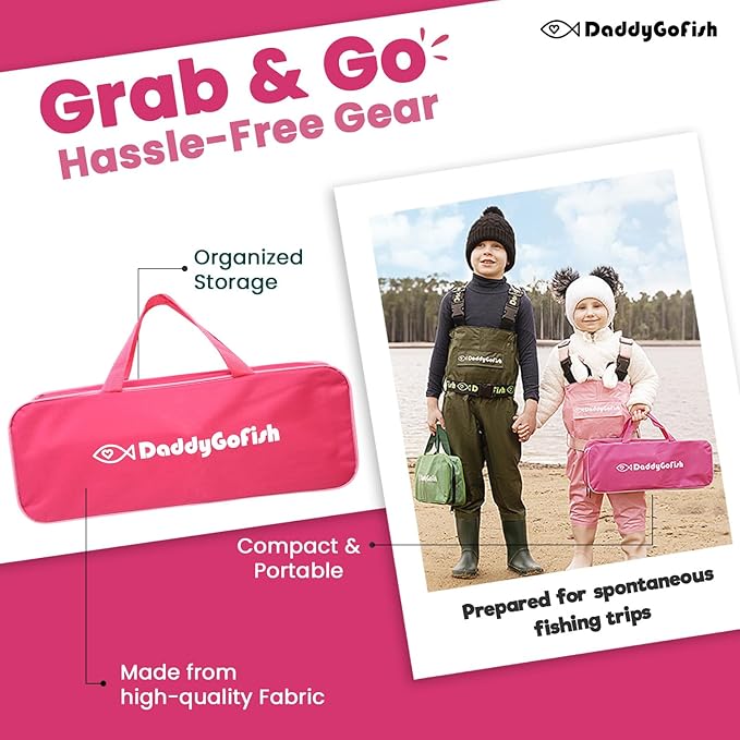 DaddyGoFish Kids Fishing Pole - Rod Reel Combo Tackle Box Starter Set - First Year Small Dock Gear Kit for Boys Girls Toddler Youth Age Beginner Little Children Junior Anglers Older Kids-CubbioJoy