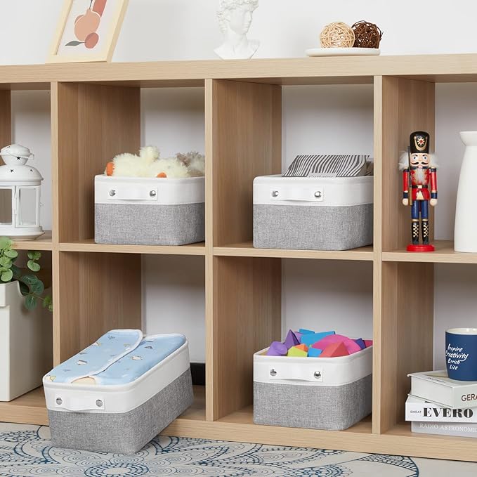 Bidtakay Small Storage Baskets for Organizing [4-Pack] Fabric Storage Bins for Baby Organizer Shelf Baskets for Nursery Storage Collapsible Closet Storage Bins for Home Organization - 11.8x7.8x5 In-CubbioJoy