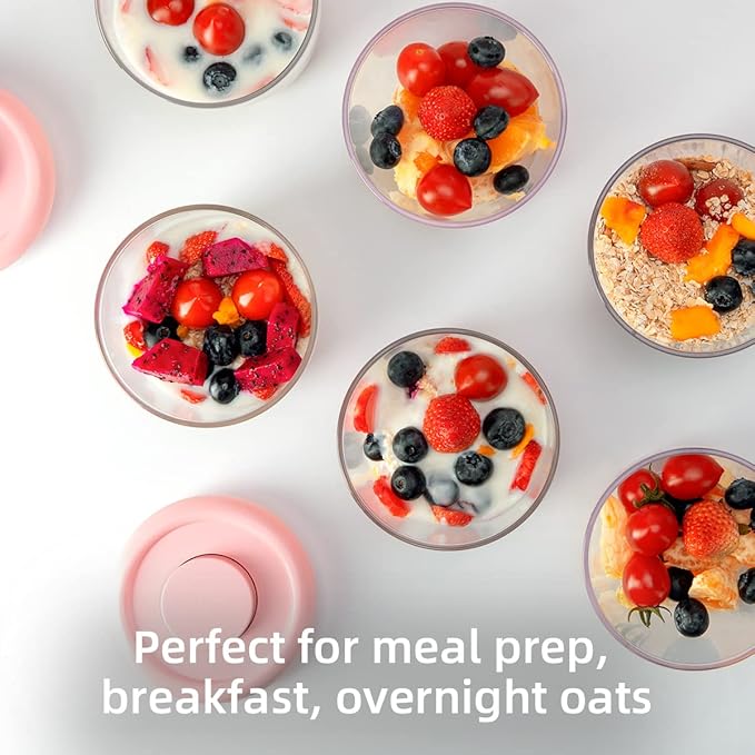 Ankou 400ml Meal Prep Container Set of 4 Pink Tritan Plastic Food Storage Containers with Lids, Airtight Leakproof Pop Top Lid Bowl for Breakfast Leftovers-CubbioJoy