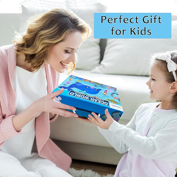 Jumbo Floor Puzzle for Kids, Large Jigsaw Puzzles 35 Piece for Kids Ages 3-5,Preschool Learning & Education Toys, Gifts for 4-8 Year Old Boys and Girls (Marine Animals)-CubbioJoy