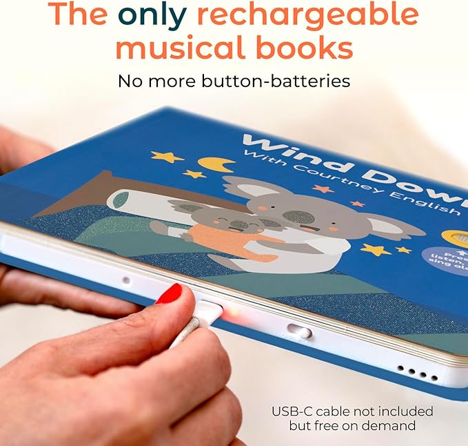Cali’s Books Wind Down – USB-C Rechargeable Baby Book for Toddlers 1-3 | Expert-Designed Bedtime Musical Book with Gentle Activities and Affirmations for a Calming Nightly Routine-CubbioJoy
