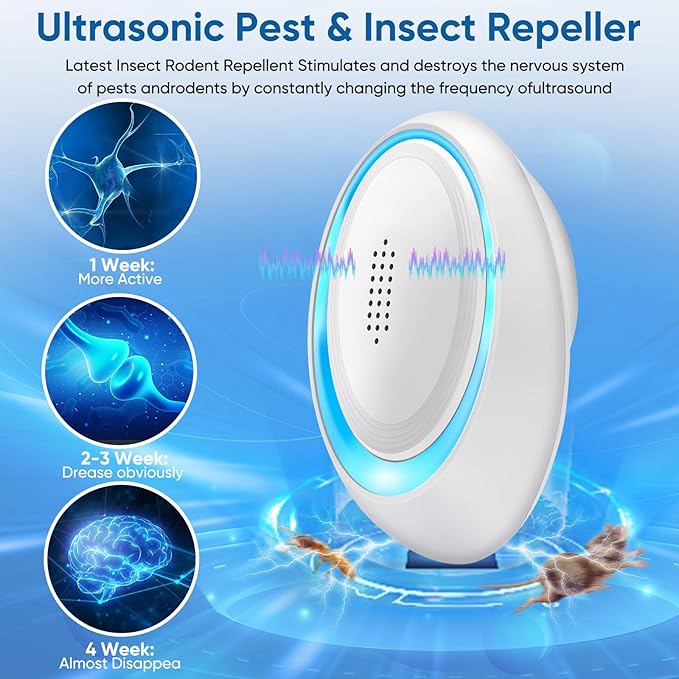 2025 Upgraded Spider Repellent Indoor, 6 Pack Ultrasonic Pest Repeller, Roach Repellent Plug, Roach Repellent Plug for Roach, Rodent, Mouse, Mosquito, Mice, Ant, Bugs Electronic Plug-in Pest Control-CubbioJoy