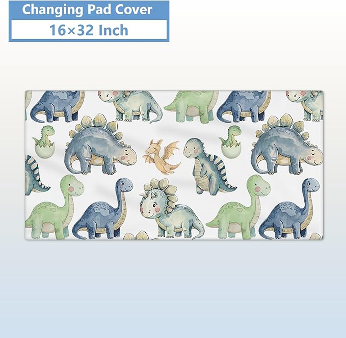 Custom Baby Crib Bedding Set, 5 Pcs Personalized Name Green Dino Baby Crib Set for Kid Infant Toddler, Double Layer Customized Present-CubbioJoy