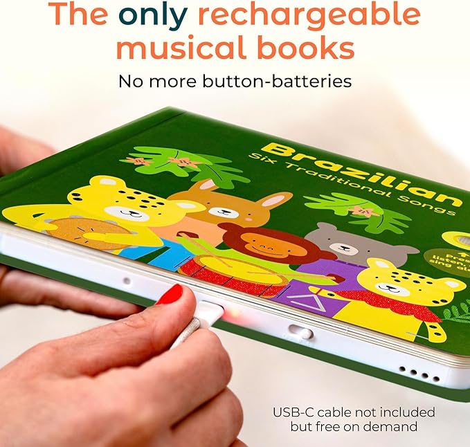 Cali's Books Brazilian Nursery Rhymes Book - Sound Books for Toddlers 1-3 Years Old - Interactive & Educational Music Toys for Bilingual Children with Lyrics & Translations - Musical Gifts for Kids-CubbioJoy