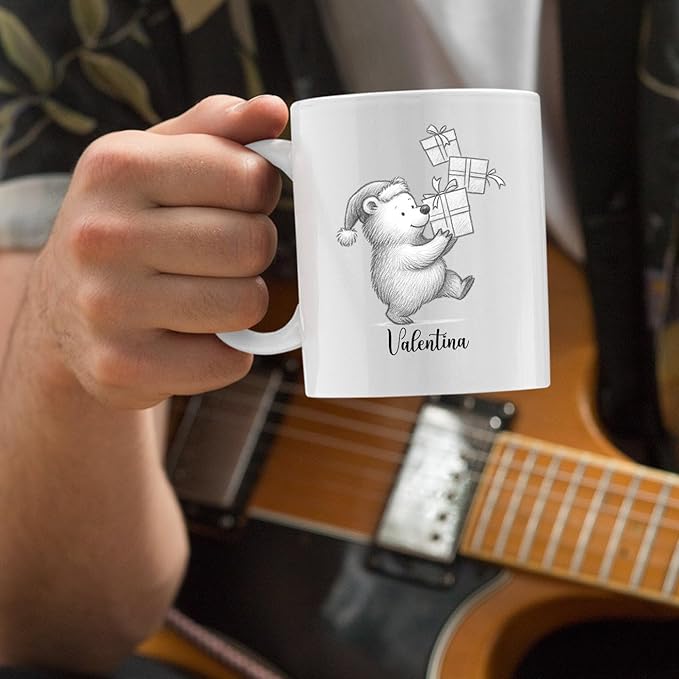 Cute Bear Animal Coffee Cup, Personalized Bear Lover Accent Mug Gift For Men Women Birthday Christmas, Customized Name Animal Coffee Mug Gift For Daughter Son Kids Child, Bears White Teacup 11 15 Oz-CubbioJoy