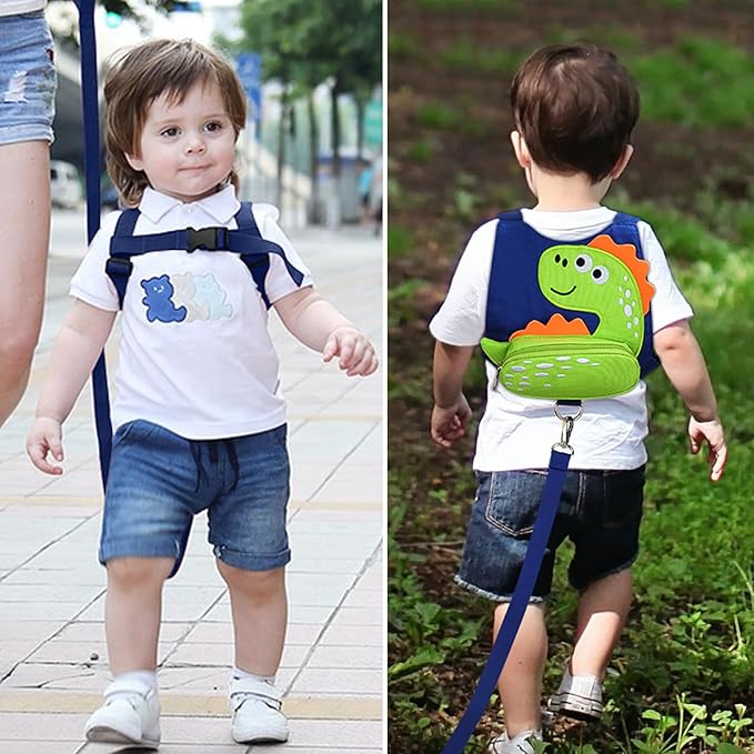 Accmor Toddler Harness Leash, Cute Dinosaur Kids Harness Children Leash with Anti Lost Wrist Link for Outdoor Travel, Adorable Child Leash Walking Harness Wristband Assistant Strap for Baby Ages1-4-CubbioJoy
