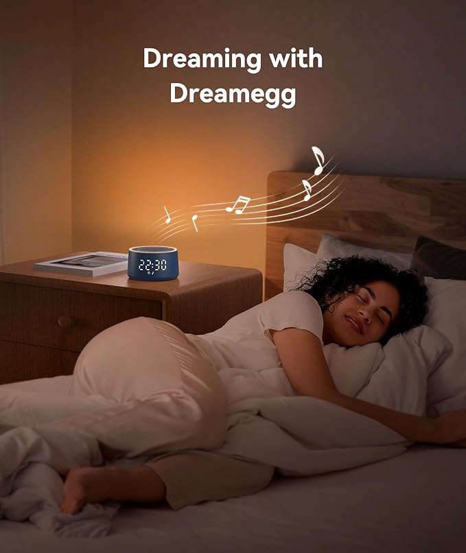 Dreamegg Sound Machine & Alarm Clock - White Noise Machine with 7 Wake-Up Sounds, 0-100% Dimmable, Night Light, Sound Machine for Sleeping, Office, Home, Travel Essentials Gift, Navy-CubbioJoy