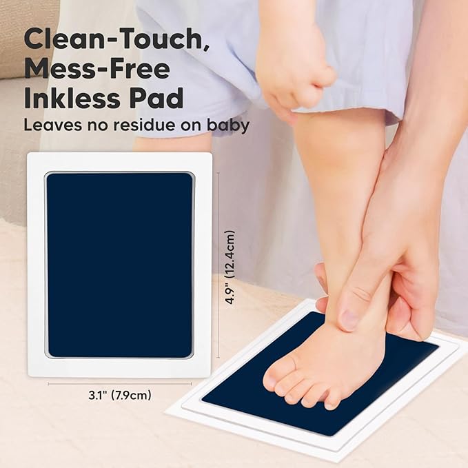 2-Pack Inkless Baby Hand and Footprint Kit - Mess Free Ink Pad for Newborn Keepsake, Dog Nose & Paw Print Kit, Clean Touch Ink Pad for Baby Hand & Footprints, Ideal New Mom Gifts (Navy, L)-CubbioJoy