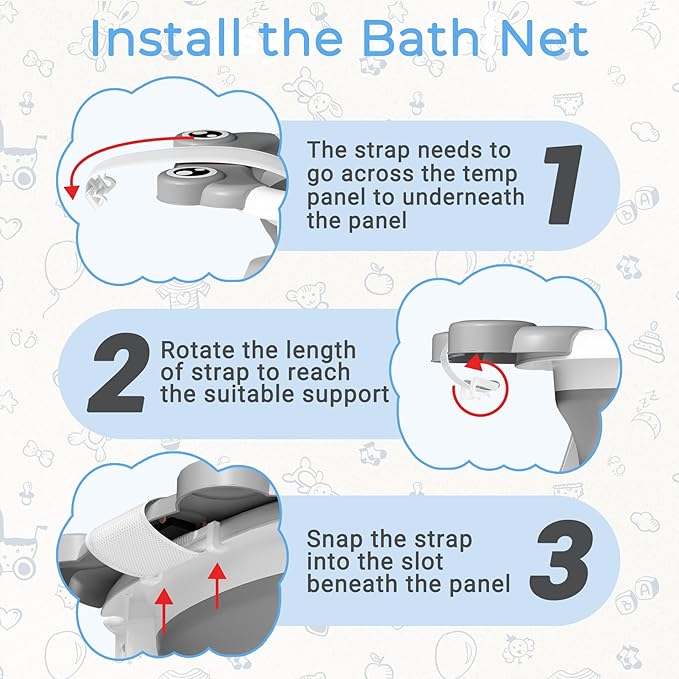 Baby Bathtub, Collapsible Newborn Bathtub for Infant to Toddler 0-24 Months with Soft Cushion and Thermometer,Portable Travel Newborn Tub with No-Slip Feet, Baby Shower Gifts,Grey-CubbioJoy