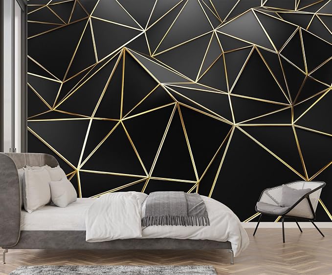 Black Geometric 3D Mural Wallpaper for Bedroom Living Room TV Background Home Decorations(Not Self-Adhesive)-CubbioJoy