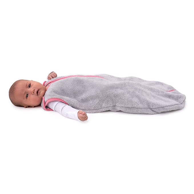 baby deedee Sleep Nest Teddy Baby Sleeping Bag, Gray Bubble Gum, Medium (6-18 Month)-CubbioJoy