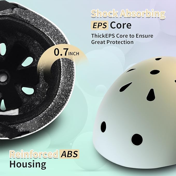 Adjustable Kids Bike Helmet with Knee & Elbow Pads Set, Color Gradient Design for Boys and Girls Aged 3-14+, for Skateboarding, Scooter, Roller & Inline Skating, Longboard-CubbioJoy