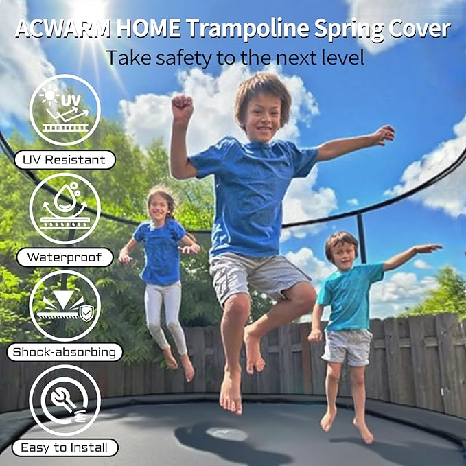 16FT/15FT/14FT/12FT/10FT Trampoline Safety Pad Replacement, Round Trampoline Spring Protection Cover, Fits 16FT/15FT/14FT/12FT/10FT Frames, Water-Resistant Trampoline Accessories-CubbioJoy