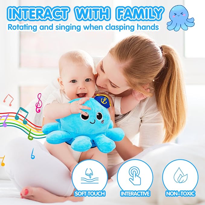 Baby Crawling Toys 6-12 Months Musical Plush Octopus Light up Voice Control Dancing Infant Walking Toys 1 Year Old Boy Girl Babies 0 6 7 8 9 10 12-18 Month Tummy Time Sensory Toddler First Gifts-CubbioJoy