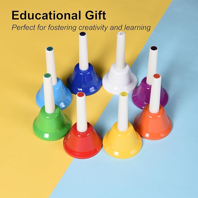 8 Note Hand Bells for Kids Adults, Colorful Merry Handbells Set Musical Instruments-CubbioJoy
