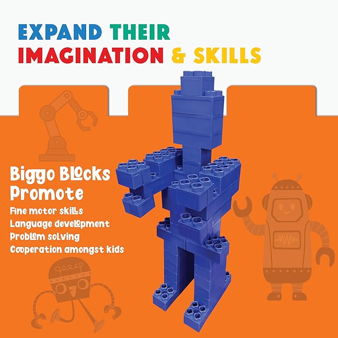 Big Blocks for Kids Ages 4-8 — Indoor & Outdoor Blocks Kids Games — Blue Large Building Blocks - 48 pc-CubbioJoy