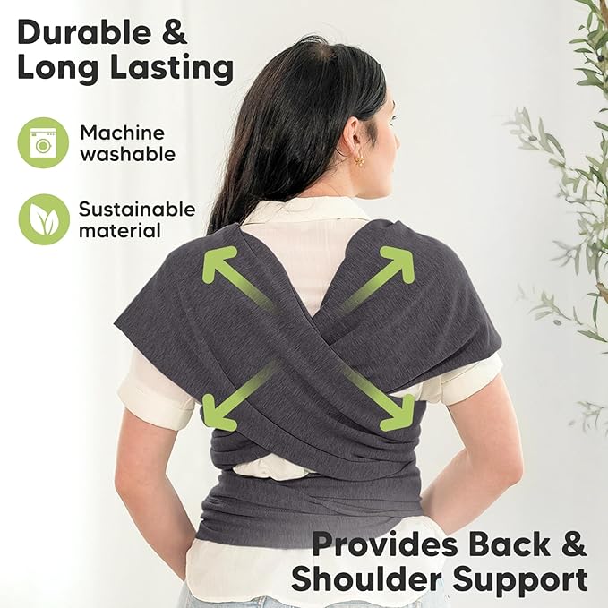 KeaBabies Baby Wrap Carrier - All in 1 Original Baby Carrier Newborn to Toddler Sling, Easy to Wear, Hands Free Bonding, Lightweight, Breathable Infant Wraps (Mystic Gray)-CubbioJoy