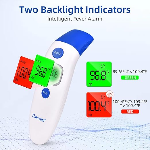 Berrcom 3 in 1 Forehead and Ear Thermometer Indoors Non-Contact Backlight Body Object Temperature Checking Sensor Touchless Digital Thermometer with Fever Alert-CubbioJoy