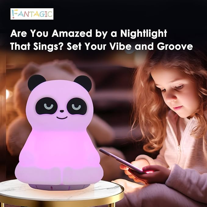Combined Bluetooth Speaker & LED Nightlight With 9 Color Emissions, Child Friendly Silicone & BPA Free Monkey, USB Recharging, Receives Audio From Computer, Phone Or Tablet, Remote Control (Panda)-CubbioJoy