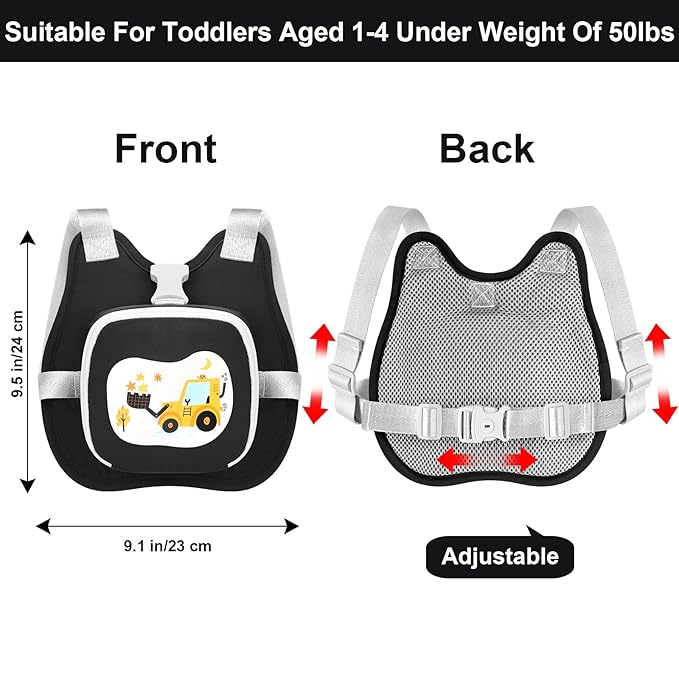 Accmor Toddler Harness Leash, Cute Excavator Child Walking Harness Tether Wristband Assistant Strap Belt Protector for Baby Boys, Collapsible Kids Leash + Anti Lost Wrist Link for Outdoor Travel Black-CubbioJoy