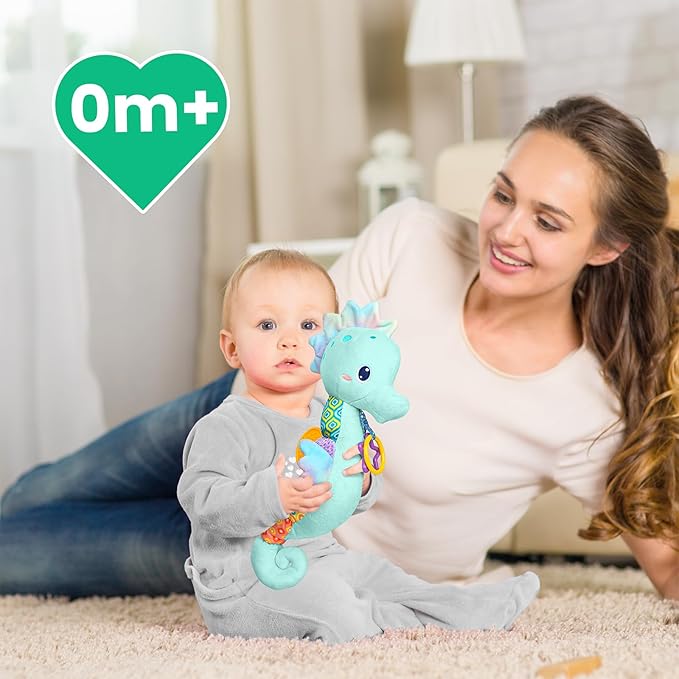 Sumobaby Infant Baby Musical Stuffed Animal Activity Soft Toys with Multi-Sensory Crinkle, Rattle and Textures, for Tummy Time Newborn 0-3-6-12 Months Boys, Girls, Seahorses, Blue-CubbioJoy