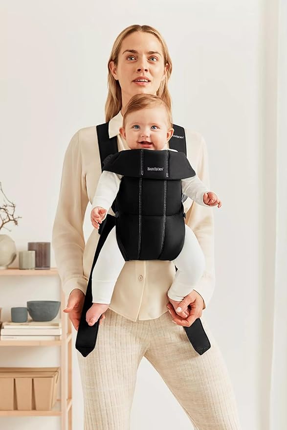 BabyBjörn Baby Carrier Mini, Black, Woven | Newborn Carrier (7-25 lbs), Ergonomic, Easy-to-Use-CubbioJoy