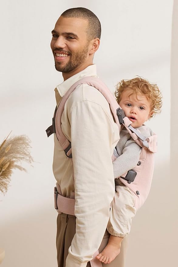 BabyBjörn Baby Carrier Harmony, Light Pink, Woven Mélange | 3-in-1 Ergonomic Baby Carrier; Newborn, Facing-in, Outward-Facing, and Back Carrying Positions Supported (7-40 lbs), Newborn to Toddler-CubbioJoy