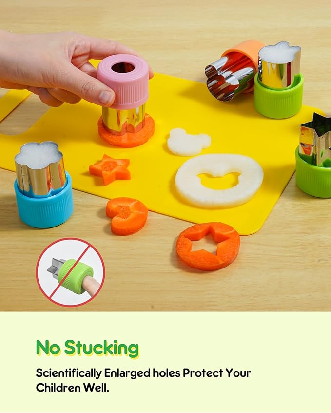 38 Pcs Kids Knife Set, BPA Free Montessori Kitchen Cooking Tools-Kid Safe Knifes, Crinkle Cutters, Avocado Slicer, Cutting Board, Peeler, Apron Gloves Set, Kitchen Tools for 3+ Year Old Girl Boy-CubbioJoy