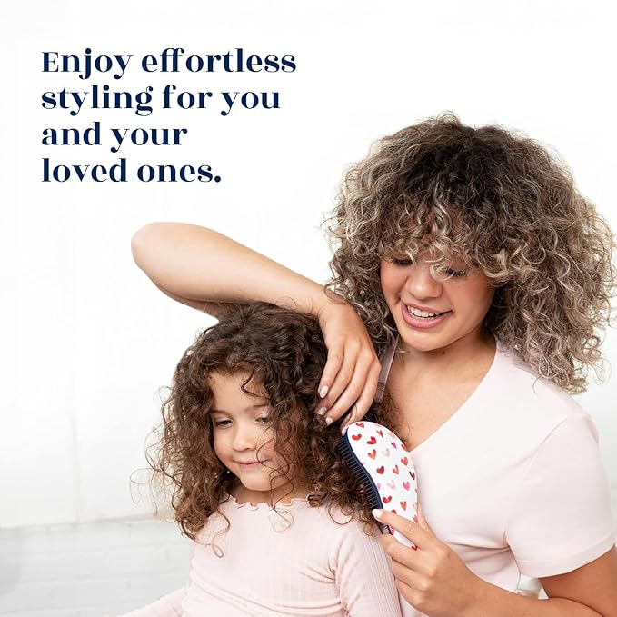 Crave Naturals Glide Thru Detangling Hair Brush for Adults and Kids - Detangler Hairbrush for Curly or Straight, Wet or Dry Hair - Gentle on Tangles Comb - Purple and Pink Hearts (Pack of 2)-CubbioJoy