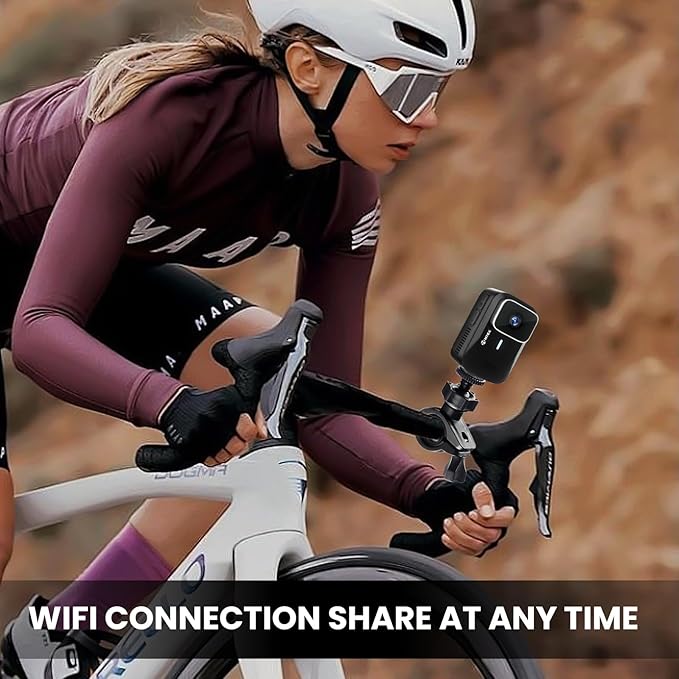 asika 4K Ultra HD Action Camera with Touch Screen-Waterproof Sports Camera,6-Axis Gyro Stabilization,145° Wide-Angle,Loop Recording for Vlogging,Cycling,Motorcycle(Supports Time-Lapse/Pre-Record)-CubbioJoy