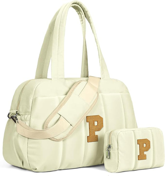 Duffle Bag for Travel Women, Travel Bags，Monogram Gifts-Initial Overnight Bag with Wet Pocket，Lightweight Weekender Bags Personalized Gym Tote with Makeup Pouch-CubbioJoy