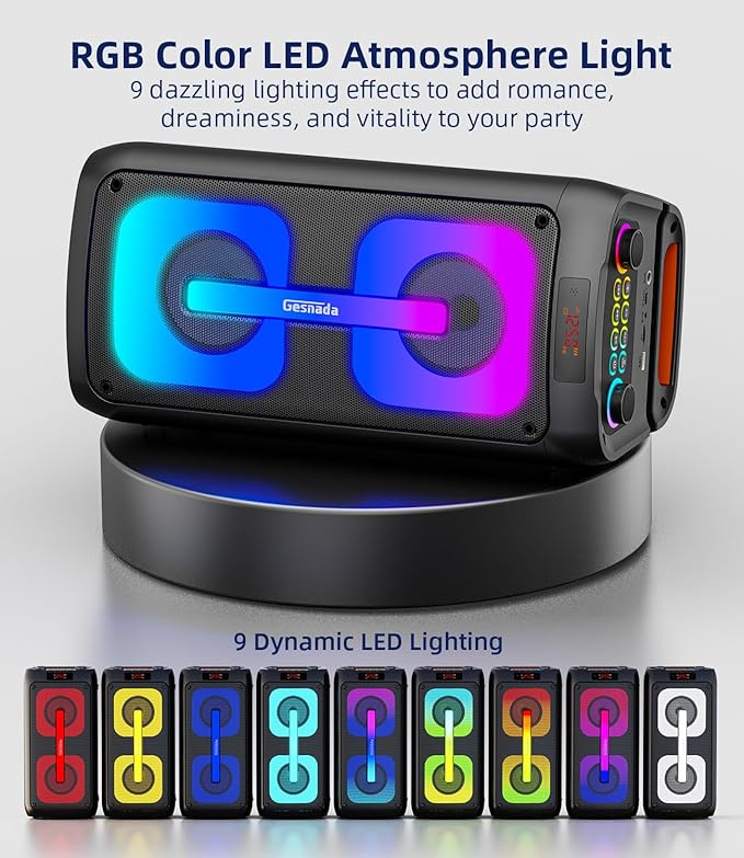 Karaoke Machine for Adults, Portable Bluetooth Speaker with 2 Wireless Microphones, Portable PA System with Disco Lights for Big Party, Outdoor, Ideal Gifts for Family, Music Lover-CubbioJoy