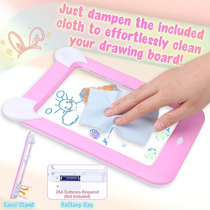2 Pack Magic Led Drawing Boards for Kids: Light Up Tracing Pad, 8 Light Modes, Drawing Pads for Kids Ages 4-8 with Tracing Cards Markers, Arts Crafts Learning Toy Ideal Gift Toy for Boys Girls-CubbioJoy