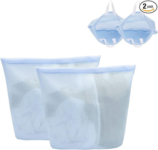 2 Pcs laundry bag with handles mesh laundry bags washing machine laundry totes travel storage and sorting bag for Clothes laundry bag for delicates(Blue2N)-CubbioJoy