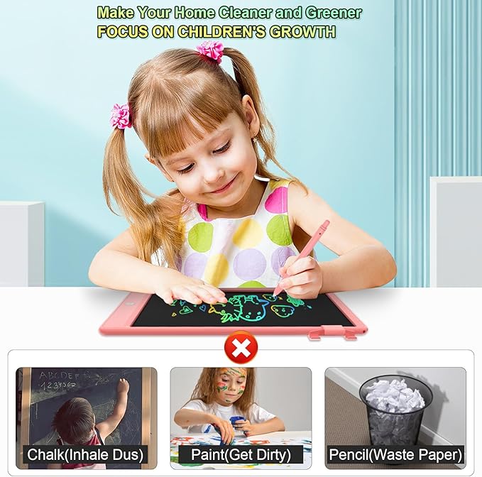 8.5 Inch LCD Writing Tablet for Kids, Colorful Toddler Doodle Board - Erasable Drawing Pad, Educational Learning Toy for Ages 3-8 - Valentine's Day Christmas Birthday Gifts (8.5 Inch, Pink)-CubbioJoy