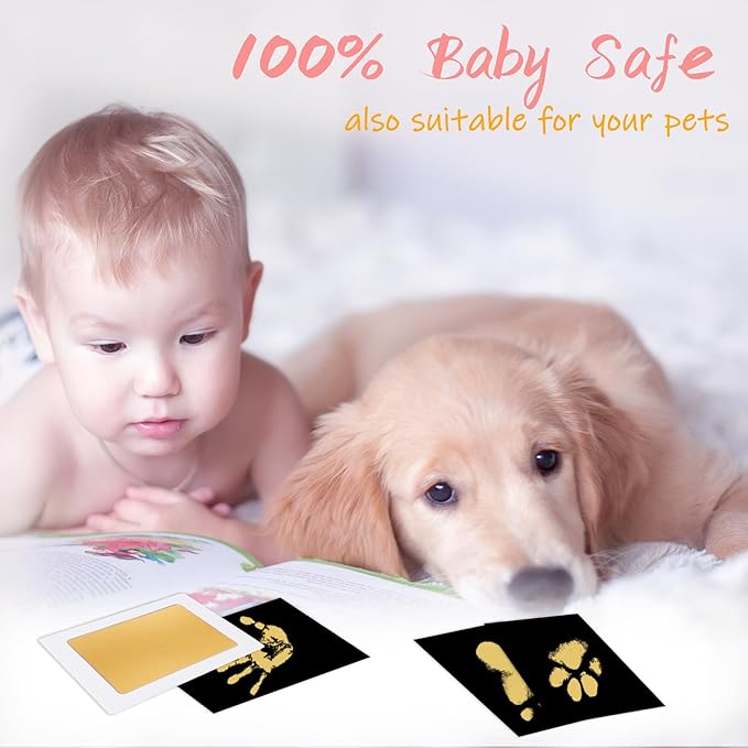 4-Pack Baby Footprint Kits,Inkless Hand and Footprint Kit,Clean Touch Baby Handprints and Footprints Kits,No Mess Ink Pad for Baby Hand and Footprints,Baby Shower Gifts for New Moms-CubbioJoy