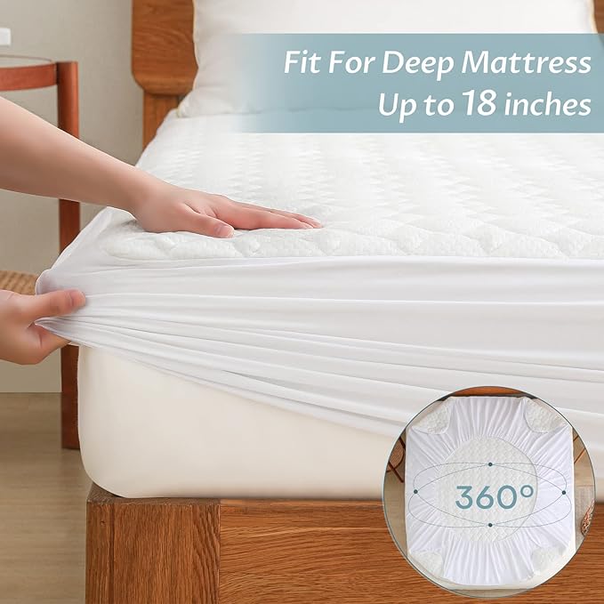 California King Size Waterproof Mattress Protector Fitted Quilted Mattress Pad Cover with Deep Pocket Up to 18''-CubbioJoy