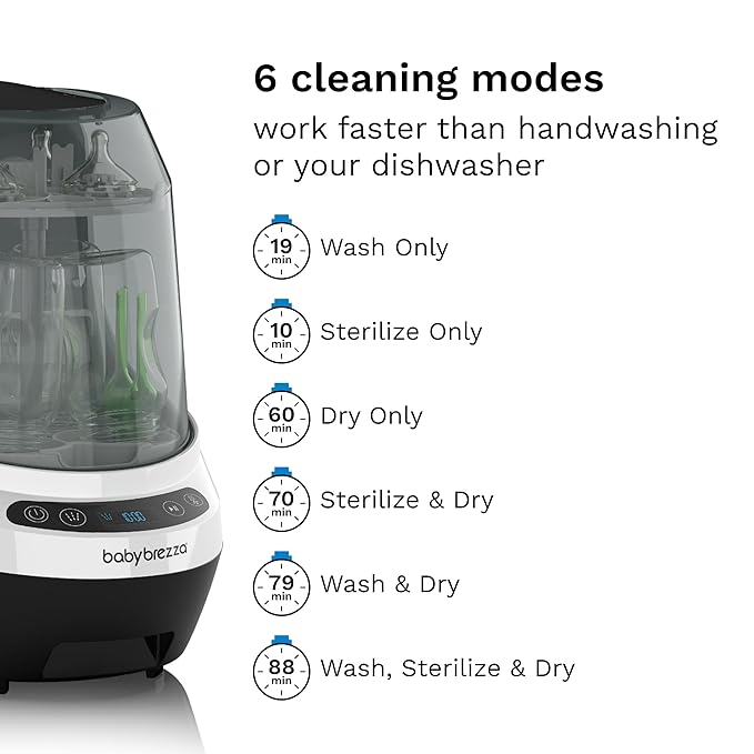 Baby Brezza Bottle Washer Pro - Baby Bottle Washer, Sterilizer + Dryer - All in One Machine Cleans Bottles, Pump Parts, & Sippy Cups - Replaces Hand Washing, Bottle Brushes and Drying Racks-CubbioJoy