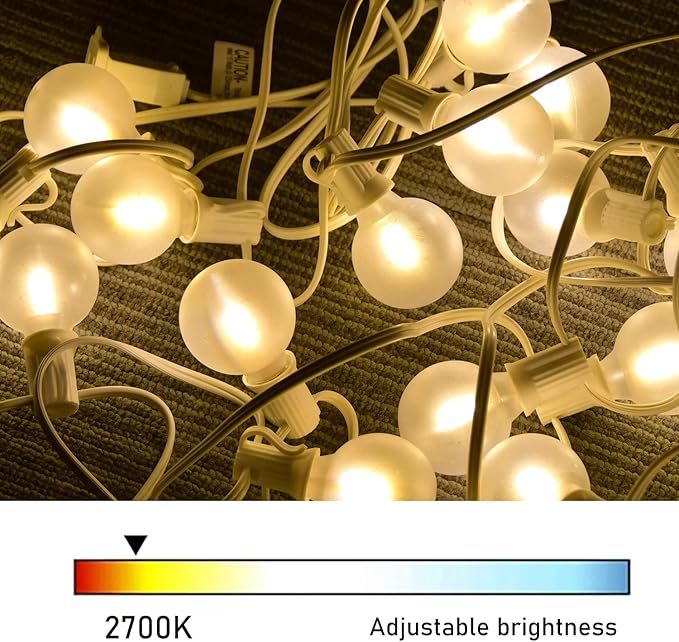 50Ft LED Outdoor Patio String Lights - Waterproof Globe Lights with 52 Shatterproof Frosted Bulbs, Connectable for Wedding, Party, Christmas & Garden Decor, Black Wire-CubbioJoy