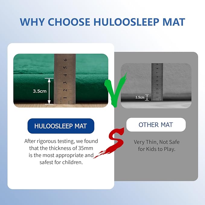 Baby Play Mat for Floor,1.3" Thick Memory foam Tummy Time Mat for Toddlers,Infants,kids,Water-Repellent Soft Nursery Rug ,79"×118" Extra Large Non Slip for Crawling&Yoga,Tatami Style for Living Room(Dark Green)-CubbioJoy