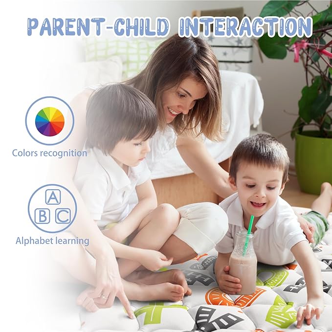 Baby Play Mat 50x50 Playpen Mat Upgraded Thicker Baby Floor Play Mat Cushioned Anti- Slip Crawling Mat Waterproof Activity Playmat for Babies Toddlers Infants Tummy Time(50x50, Letter Fox)-CubbioJoy