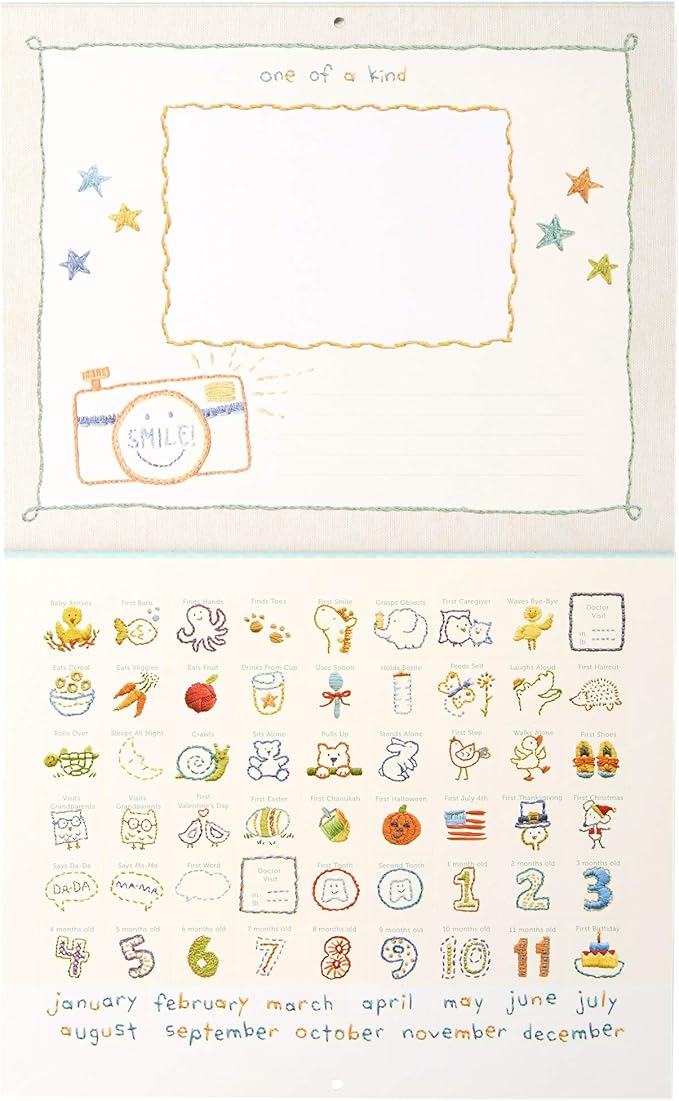 C.R. Gibson Animals 'Hello World' Baby Calendar Baby First Year Tracker, 11'' W x 18'' H-CubbioJoy