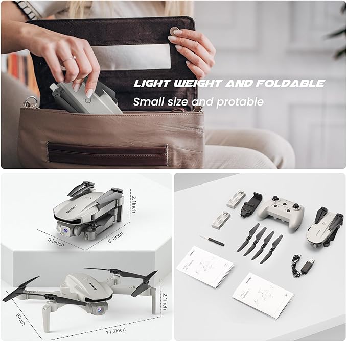 Drone With Camera 1080P for Kids And Adults, RC Quadcopter with Altitude Hold, Mini Drone With One Key Start, Waypoint Fly, Headless Mode, 3D Flip, 3 Speeds, Remote Control Drone for Beginners-CubbioJoy