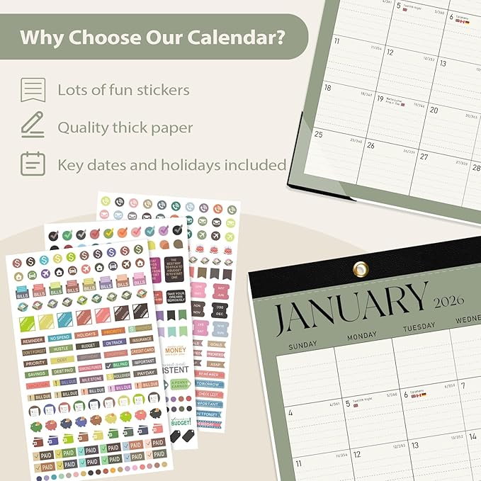 2026 Desk Calendar, Large Desktop/Wall Monthly Calendar (Jan. 2026 - Jun. 2027) 17'' x 12'' School Year Desk Planner for Teacher Family Office Supplies-CubbioJoy