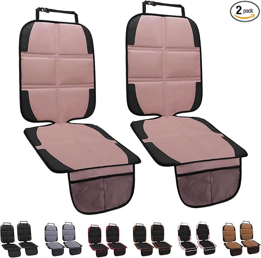 Car Seat Protector for Child, 2 Pack Baby Covers with Mesh Pockets & Non-Slip Backing 600D Durable Under Seat for Back (Rose Gold, Standard)-CubbioJoy